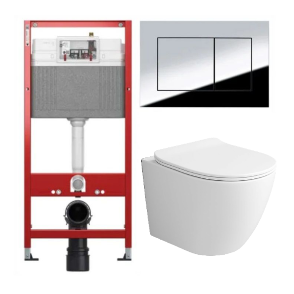 Комплект: инсталляция TECEbase kit 9400412 с кнопкой хром и подвесным унитазом Amore di Mare Delio Tornado P203MW-T